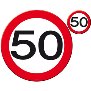 50 Jaar Verkeersbord Placemat en Onderzetter Set - 4x 50 Jaar Verkeersbord Placemat en Onderzetter Set - 4x